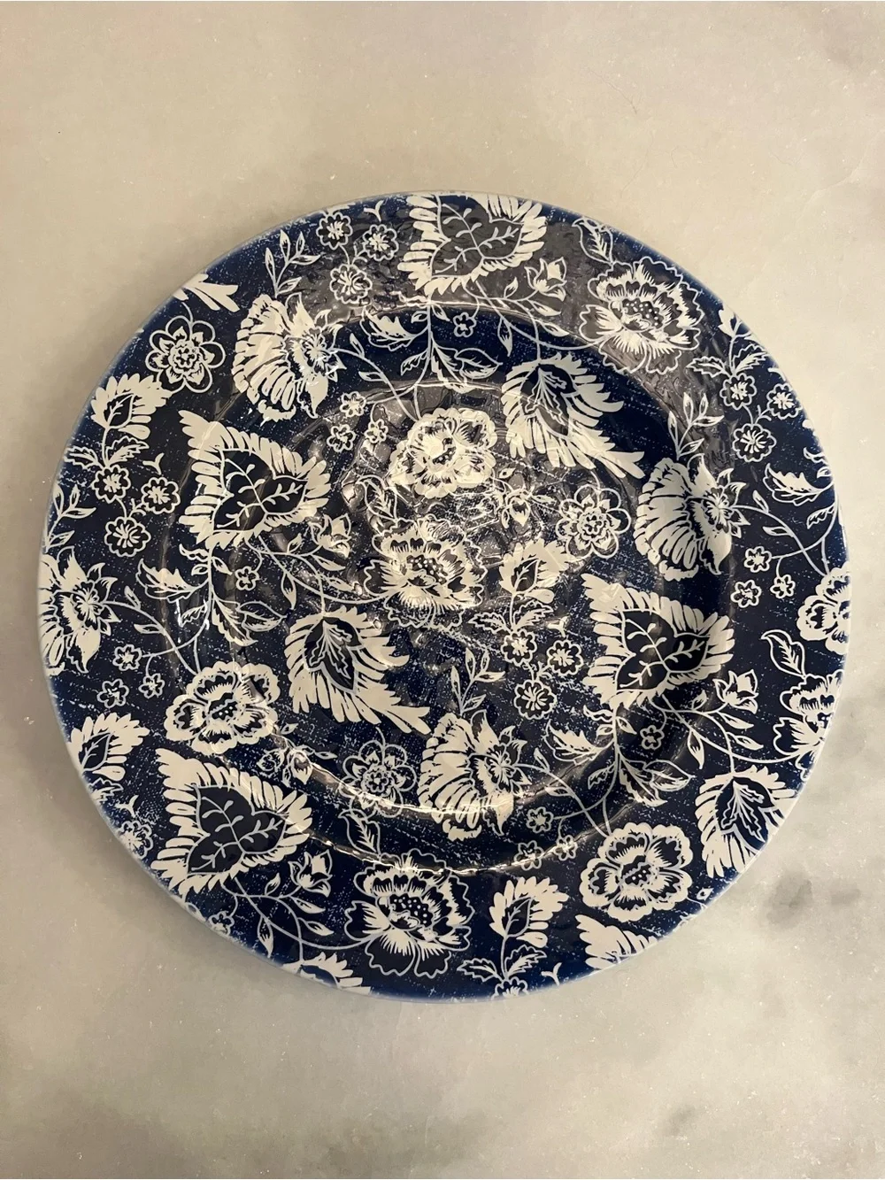 Set of 3 - Sur La Table Blue White Floral Melamine Dinner Plate 11 inch round